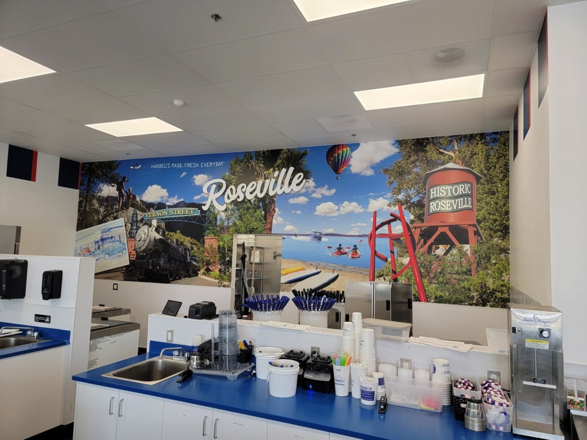 Interior wall office wrap handles ice cream