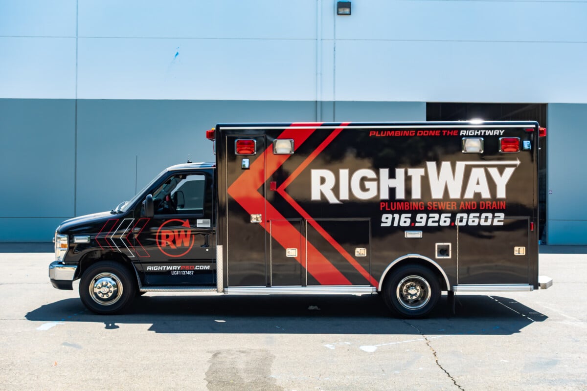 Full commercial vehicle wrap for plumbing business marketing