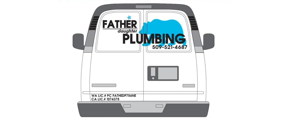 back side view of mockup design for the back of the vehicle with decals.