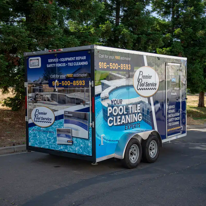 Pool Builders Trailer Rig Trailer Wraps for Maximum Brand Visibility